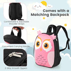 Goplus 2PC Kids Carry On Luggage Set, 16" Rolling Suitcase & 12" Backpack, Airline Approved Travel Trolley Luggage with Wheels for Toddlers Children Girls Boys (Owl)