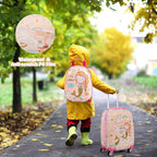 Goplus Kids Luggage Set, 12" & 18" Kids Carry On Luggage Set, Multi-directional Wheels Suitcase, Large Capacity Rolling Trolley Suitcase, Gift for Boys and Girls Toddlers Children Travel