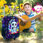 Boys Suitcase, Kids Travel Suitcases with Wheels, Panda Carry on Rolling Luggage(Black)