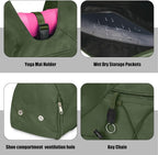 Forestfish Gym Bag For Women With Yoga Mat Holder & Shoe Compartment & Wet Dry Storage Pocket & Adjustable Strap