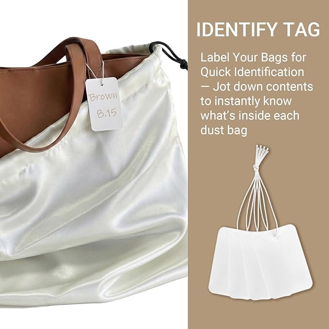 Q&J Fabric Co. 4 Pack Satin Dust Bag 15.7x19.7 inch + 19.7x23.6 inch Beige 100% Polyester Silk Bag Purse Dust Bag Shoe Bags for Closet Purse Protector Bag Dust Covers for Purses