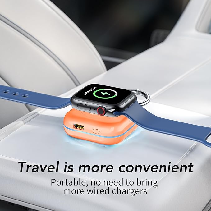 HUOTO Power Bank for Apple Watch 10,1200mAh Battery Pack Magnetic iWatch Charger Portable Travel Quick Wireless Charging with Built in Cable for Apple Watch 11/10/9/Ultra2/8/Ultra/7/6/Se/5/4/3/2/1