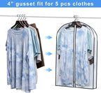 Mskitchen Hanging Clothes Storage with 4" Gusseted Garment Covers (Set of 6) - Clear Suit, Sweater, Shirt, Jacket Protectors for Closet - 24"x 32"x 4" / 6 Pack