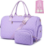 Duffle Bag for Travel, Weekender Bag with Shoe Compartment, Carry On Overnight Bag for Women with Toiletry Bag, Gym Bag with Wet Pocket, Hospital Bags for Labor and Delivery Beige