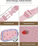 Pritent Fanny Packs for Women Cross Body Bag Waterproof Belt Bag with Adjustable Strap and Zipper Back Pocket Small Crossbody Bags Fashion Waist Packs for Workout Travelling(Strawberry Pink)