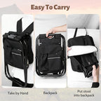 Folding Camping Chair Stool Backpack with Cooler Insulated Picnic Bag, Portable Hunting Fishing Multifunction Chair for Outdoors Hiking Hunting Travel (Black)