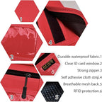 RFID Blocking Travel Neck Wallet Pouch and Passport Holder, Travel Neck Pouch Passport Holder for Women & Men - Red