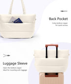 Puffer Tote Bag for Women, Lightweight Puffy Tote with Compartments, Shoulder Bag Crossbody Bags for Women Travel, Work, Gym