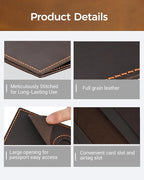 Passport Holder for Travel, Genuine Leather Passport Holder with Airtag, Rfid Passport Cover Wallet Case for Men Women, Travel Essentials Gift, Coffee Brown