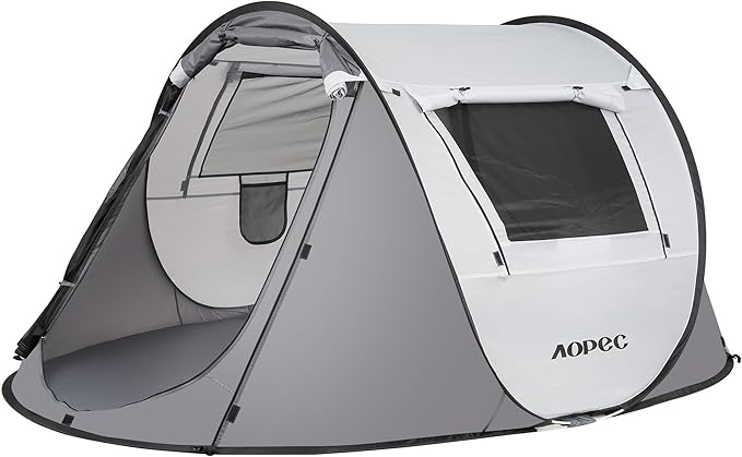 Pop Up Camping Tent, 2/4/6 Person Instant Tent Waterproof PU4500mm, Spacious Ventilated Camping Tent with Front Porch, Quick Setup Lightweight Portable for Outdoor Camping Hiking Beach