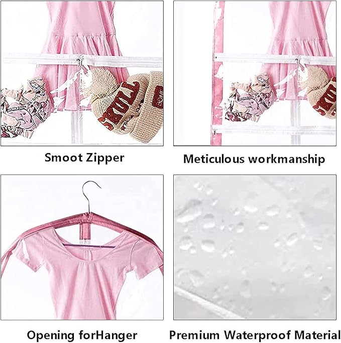 Waterproof Hanging Garment Bag,35 Inch Garment Bags For Hanging Clothes,Garment Bags For Travel Storage,Kids Garment Bag with Full Zipper for Dance Costumes,Sports,Skating,Theatre,Beauty Pageants