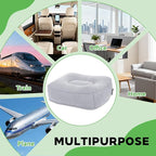 Inflatable Foot Rest for Airplane Travel & Office, Portable Leg Rest Pillow, Elevating Feet for Economy Flight, Home Desk, Car Use - Grey(2Pcs)