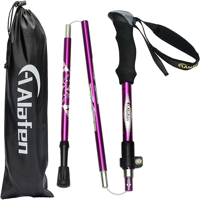 A ALAFEN Aluminum Collapsible Ultralight Travel Trekking Hiking Pole for Men and Women (Fits 5'3" - 6'2")