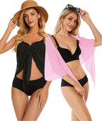 CHICGAL 2 Pieces Women Beach Sarong Bathing Suit Wrap Skirt Sheer Bikini Swimsuit Cover Ups for Swimwear