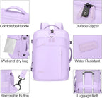Lumesner Carry on Travel Backpacks, Extra Large 40L Flight Approved Bag for Men & Women,Expandable Suitcase Backpack With 4 Packing Cubes,Water Resistant Luggage Daypack Business Weekender Bag, Purple