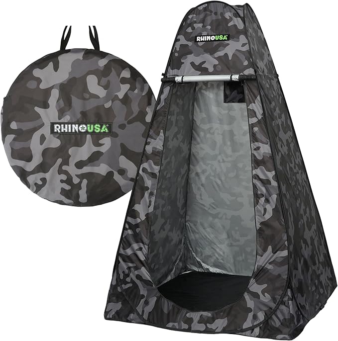 Rhino USA Pop Up Privacy Changing Tent - Ultimate Outdoor Camping Shower, Camp Toilet, Rain Shelter for Beach and Camping - Lightweight and Sturdy, Instant Setup While On-The-Go