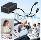 345W USB C Charger 10 in 1 Retractable Wall Charger with 2 Cables,GaN 6 USB C Charging Station Phone Charging PD Laptop Charger Adapter for MacBook Pro/Air,DELL,iPhone17/16/15,Galaxy S24,Android etc