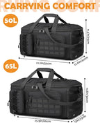 65L Gym Bags for Men, 3 in 1 Travel Duffle Bag with Shoe Compartment, Tactical Military Backpack for Overnight Weekender Gym Traveling Workout Deployment