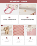LOVEVOOK Laptop Backpack for Women, 15.6 Inch Work Laptop Bag with USB Port, Fashion Teacher Nurse Backpack Purse, Waterproof Travel Computer Backpack with Organizer Bag, 2PCS, Beige-Pink