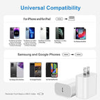 USBC Charger Block for iPhone 17 Charging Plug,MFI Certified Fast USB C Wall Cube 4Pack Power Adapter for iPhone 17/Air/16/16E Pro/Plus/Pro Max/15/14/13/12/11,for iPad Air/Mini USB-C Charge Brick Box