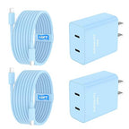 iPhone 17 16 15 Charger Fast Charging, 45W Dual USB C Phone Charger Block with 10FT Long Type C Cable Cord for Apple iPhone 17/Pro/Pro Max/17 Air/16 Pro/16 Pro Max/15 Plus/15 Pro/iPad/S26 Ultra(Blue)