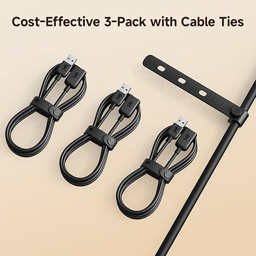Cable Matters 3-Pack Short USB Extension Cable - 3ft, Male to Female USB Extender Cable, USB2.0 Extension Cord, 480Mbps, Black