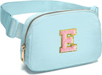 Gitus Gifts for 7 8 9 10 11 Year Old Girls Belt Bag Fanny Pack Crossbody Bags with Initial Letter Patch Birthday Gifts for Daughter Sister Friends Teen girls (Icing Blue-E)