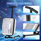 smilesun Scooter Suitcase for Kids & Adults, Foldable Carry On Travel Luggage, Hardside Ride on Scooter Suitcase with Spinner Wheels，Silver