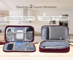 CAOODKDK Electronics Accessories Organizer Pouch Bag, Travel Universal Organizer for Cable, Charger, Phone, SD Card, Business Travel Gadget Bag (Wine Red)