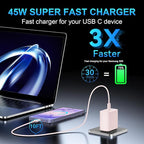 45W USB C Super Fast Charger Type C Charger Fast Charging Android Phone Charger Block with 10FT Type C Charging Cable for Samsung Galaxy S26 Ultra/S26/S26+/S25/S25 Ultra/S25+/S24 Ultra/S23 Ultra/S22