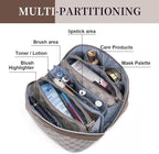 BOYATU Travel Makeup Bag Organizer Cosmetic Bag: 3 Pcs Set Make up Bags for Women with Handle - Waterproof Vegan Leather Toiletry Bags Travel Essentials Pouch with Compartments (H-02-Grey)