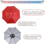 3 Pack Umbrella Hat, Sports Head Umbrella Hats for Adult Women, 26" Diameter Folding Waterproof Rainbow Fishing Headwear for Outdoor Party Beach Hiking