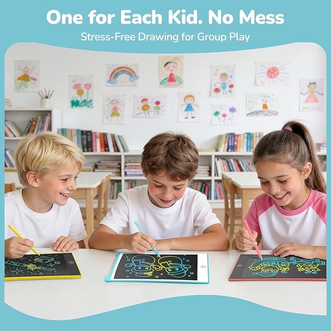 TECJOE 4 Pack LCD Writing Tablet, 8.5 Inch Colorful Drawing Board, Kids Travel Games Activity Learning Toys, Birthday Gifts for 3-8 Year Old Boys Girls Toddlers Preschooler