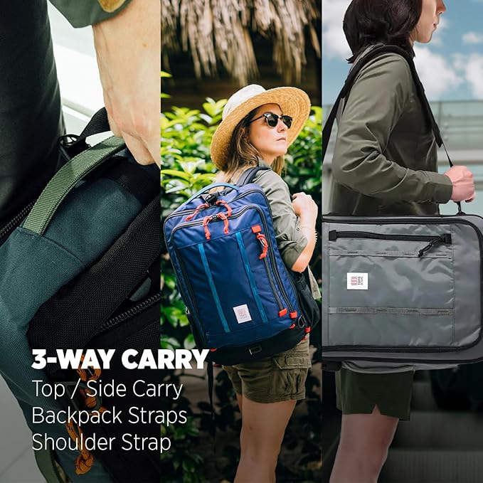 Topo Designs Global Travel Bag – 30L or 40L - Carry-On Compliant Most Airlines, Durable Travel Duffel Bag, Clam Shell Main Pocket, Laptop Sleeve, Backpack, Luggage (30L / Olive)