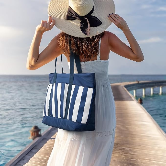 G4Free Beach Bag,Waterproof Beach Tote Pool Bags for Women,Compatible with Cup,Foldable for Weekender Travel