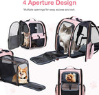 Large Cat Backpack Carrier Expandable Foldable Pet Carrier Backpack for Small Dogs Puppy Medium Cats Fit Up to 18 Lbs for Travel, Hiking,Pink