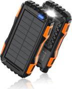 Mregb Solar Charger Power Bank 42800mAh, Portable Charger, Solar Power Bank,External Battery Pack 5V3.1A Qc 3.0 Fast Charger Built-in Super Bright Flashlight (Orange)