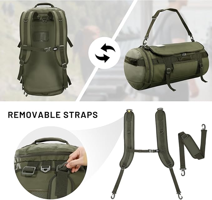 MIER Large Duffel Backpack Sports Gym Bag with Shoe Compartment, Heavy Duty and Water Resistant, Dark Green, 45L