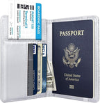 Passport Holder Cover Women's Travel Wallet RFID Blocking Cute Slim Passport Wallet with Elastic Band, Silver