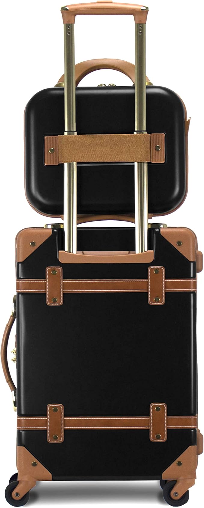 World Traveler VentureX Airline Approved 2-Piece Carry-On Luggage Set – Lightweight Hardside Polycarbonate Suitcase with Spinner Wheels - Gatsby Black