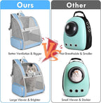 Cat Backpack Carrier, Large Pet Backpack with Kitten Wand Feather Toy for Medium Small Dog Cat Puppy Kitty Bunny up to 15lbs, Ventilated Mesh Dog Travel Carrier for Hiking Walking Outdoor Use (Blue)