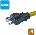 1Ft Nema 6-20P Extension Cord,12AWG Nema 6-20P to 6-15R/20R, 5-15/20R T Blade Heavy Duty Extension-Cable, 250V 20A Plug AC Extension Cord