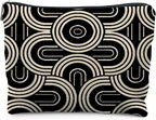 Abstract Beige and Black Makeup Bag, Modern Minimalist Art Deco Cosmetic Bags for Women, Mid Century Modern Zipper Makeup Pouch
