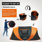 EchoSmile Pop Up Camping Tent, 2/4/6 Person Easy Setup Tent, Water Resistant Dome, Portable with Carry Bag