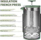 French Press – 350ml Stainless Steel Coffee Press, 2 Cup Cafetiere for Ground Coffee, Portable French Press