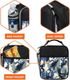 opux Premium Insulated Lunch Box, Soft School Lunch Bag for Kids Boys Girls, Leakproof Small Lunch Pail Men Women Work, Reusable Compact Cooler Tote Lunchbox for Office Adult, Camo Blue