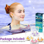Waterproof Swimming Ear Plugs for Adults - 4 Pairs of Reusable Soft Silicone Swim Earplugs,Perfect for Surfing, Diving,Pool,Showering and Other Water Sports - Keep Water Out and Ear Protection