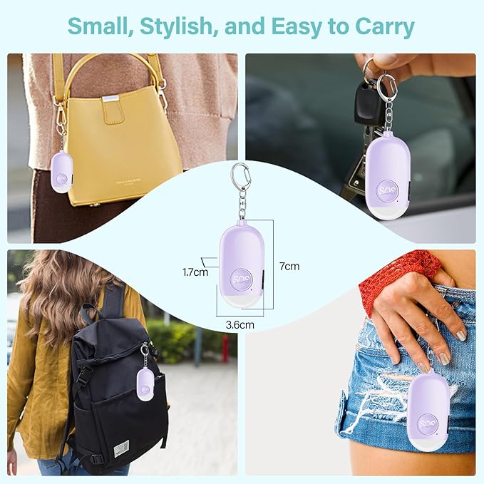 Hion Personal Safety Alarm for Women, 5 Pack Rechargeable 130dB Self Defense Alarm Keychain with LED Flashlight, Emergency Safe Sound Security for Children Elderly College Girls, Multi Colors