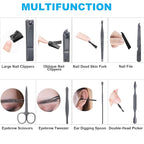 8 PCS Nail Clippers, ONEHERE Premium Manicure Set, Professional Grooming Gift Kit, Pedicure Kit, Facial, Hand, Foot, Cuticle Nail Care Tools, Fingernail Clippers with Luxurious Portable Travel Case