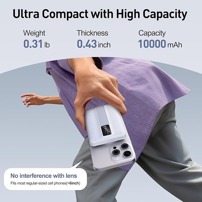 2026 Latest Magnetic Wireless Portable Charger Power Bank - 10000mAh 22.5W PD Fast Max Charging with Built-in LED Display, Magnetic Battery Pack for iPhone 17/16/15/14/13/12/Pro/Mini/Pro Max